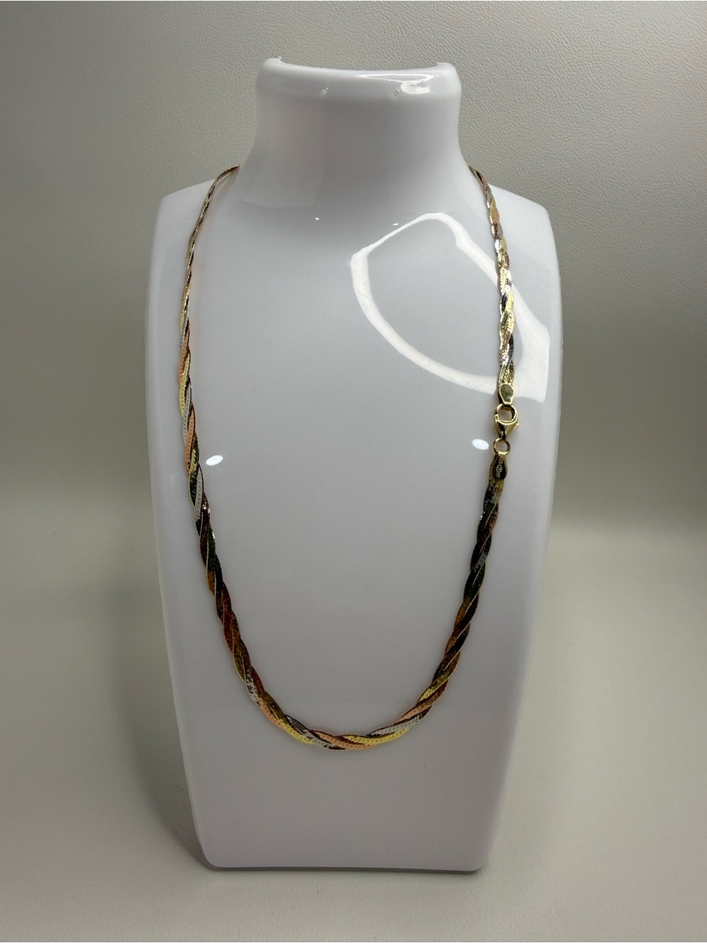 Tri-Color Twisted Herringbone Necklace